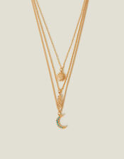 Celestial Pendant Layered Necklace Gold, , large