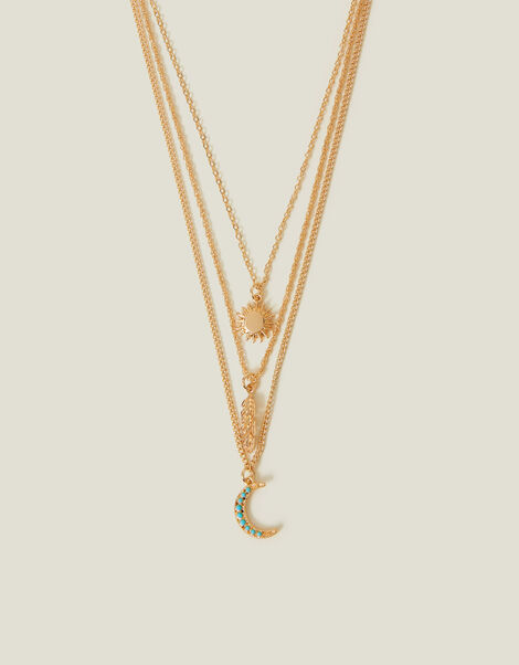 Celestial Pendant Layered Necklace Gold, , large