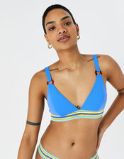 Elastic Trim Bikini Top, Blue (BLUE), large