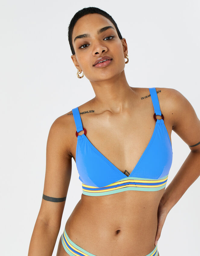 Elastic Trim Bikini Top, Blue (BLUE), large