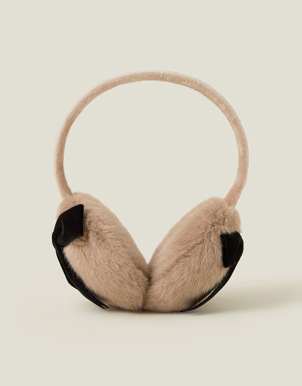 Bow Faur Fur Earmuffs, Natural (NATURAL), large