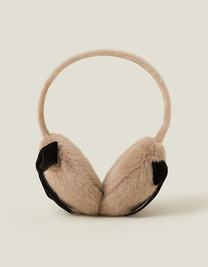 Bow Faur Fur Earmuffs, Natural (NATURAL), large