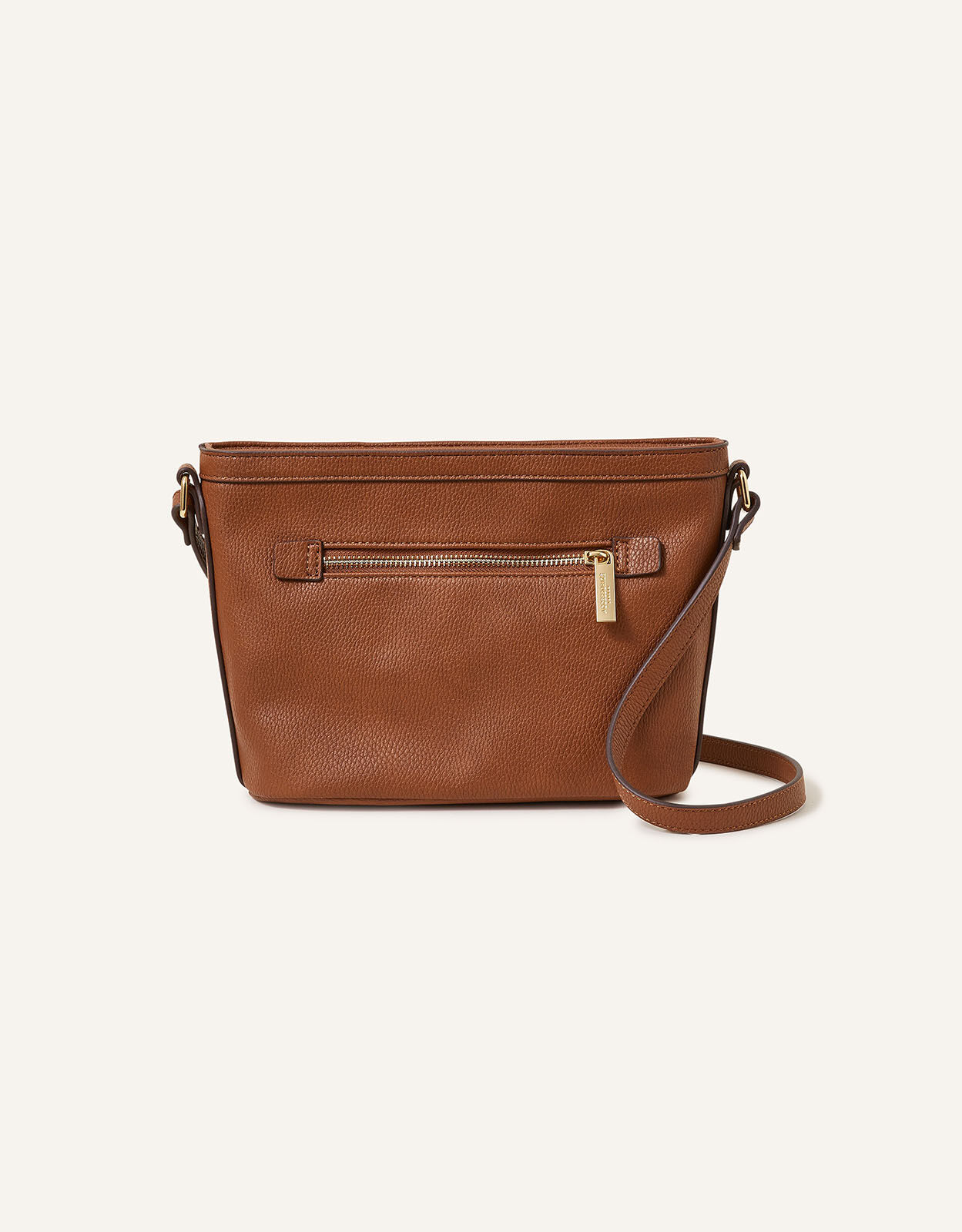Top Zip Cross Body Bag Tan