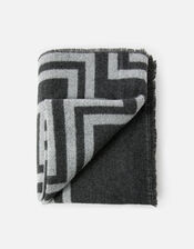 Geometric Super-Soft Blanket Scarf, Grey (GREY), large