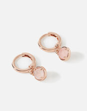 Rose Gold-Plated Rose Quartz Hoop Earrings, , large