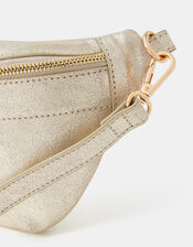 Metallic Leather Sling Crossbody Bag, , large