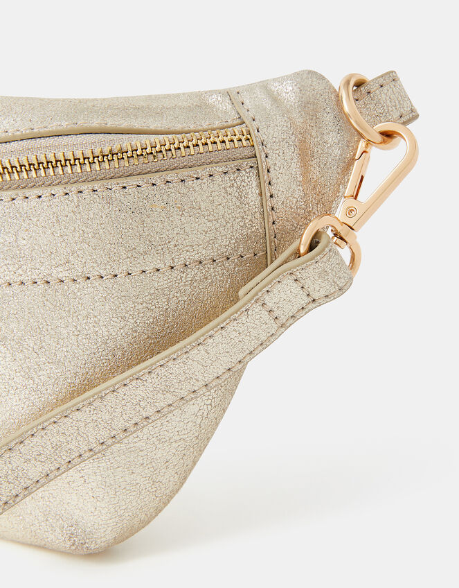 Metallic Leather Sling Crossbody Bag, , large