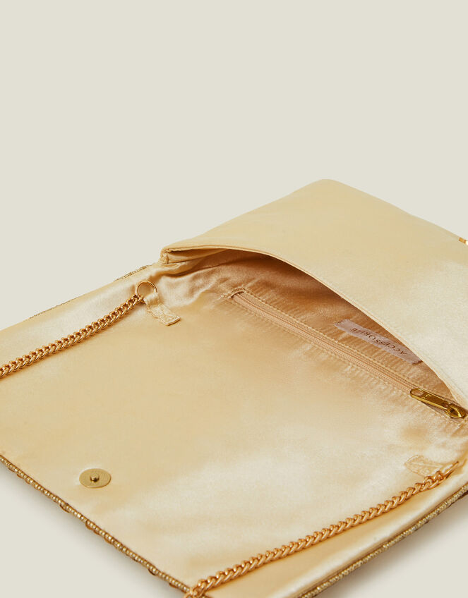 Metallic Embellished Clutch Bag, Gold (GOLD), large