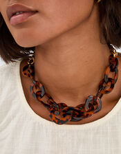 Statement Tortoise Shell Link Chain Necklace, , large