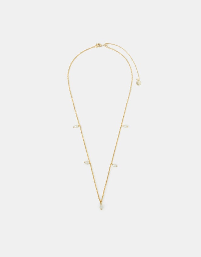 14ct Gold-Plated Pearl Station Necklace, , large