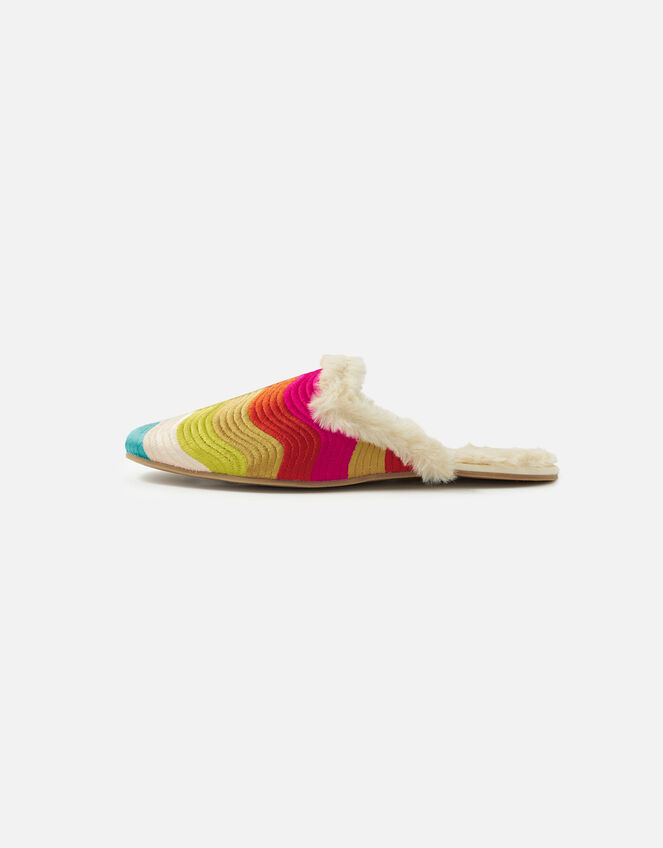 Rainbow Wave Embroidered Slippers, Multi (BRIGHTS-MULTI), large
