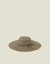 Two Tone Floppy Straw Hat, , large