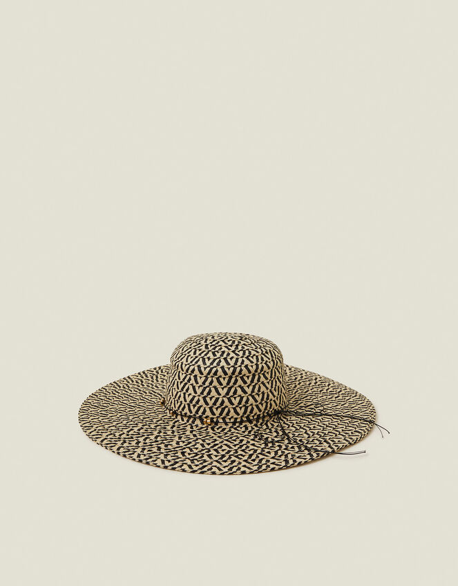 Two Tone Floppy Straw Hat, , large