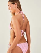 Seersucker Triangle Bikini Top, Pink (PINK), large