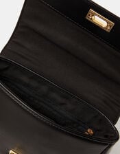 Twist Lock Chain Strap Handbag, Black (BLACK), large