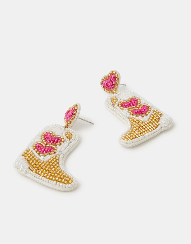 Beaded Cowboy Boot Drop Earrings, , large