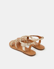 Girls Diamant&eacute; Braided Sandals, Natural (NEUTRAL), large