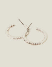 Sterling Silver-Plated Sparkle Front and Back Hoops, , large