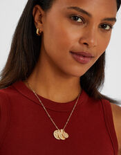 Textured Coin Pendants Necklace Gold, , large