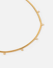 Gold-Plated Sparkle Stone Collar Necklace, , large