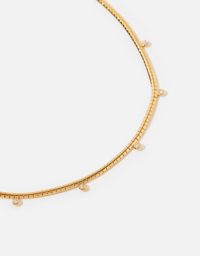 Gold-Plated Sparkle Stone Collar Necklace, , large