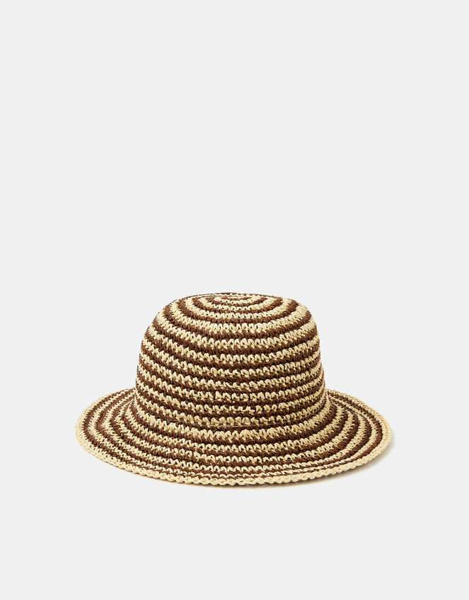 Stripe Raffia Bucket Hat, , large