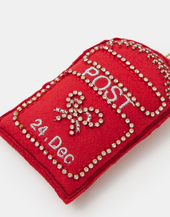 Embellished Felt Postbox Christmas Tree Decoration, , large