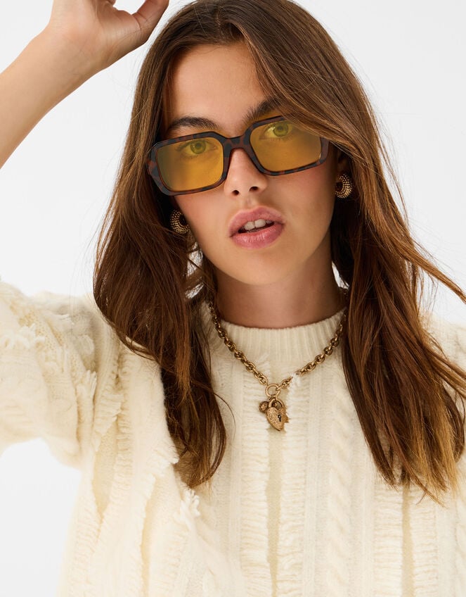 Retro Tort Square Sunglasses, , large