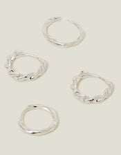 2-Pack Sterling Silver-Plated Twist Huggie Hoop Earrings, , large