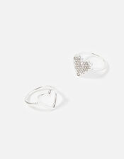 New Decadence Crystal Heart Ring Twinset , Silver (SILVER), large