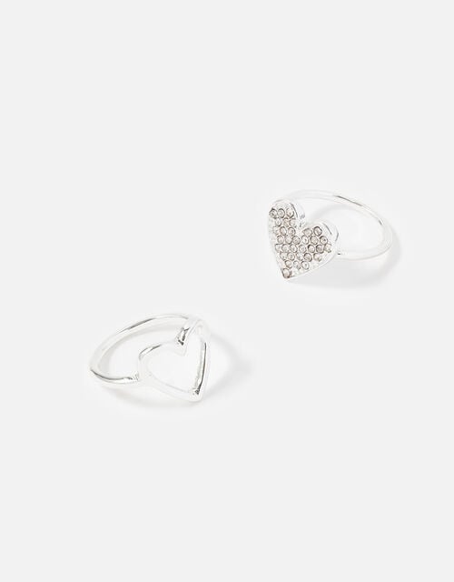 New Decadence Crystal Heart Ring Twinset , Silver (SILVER), large