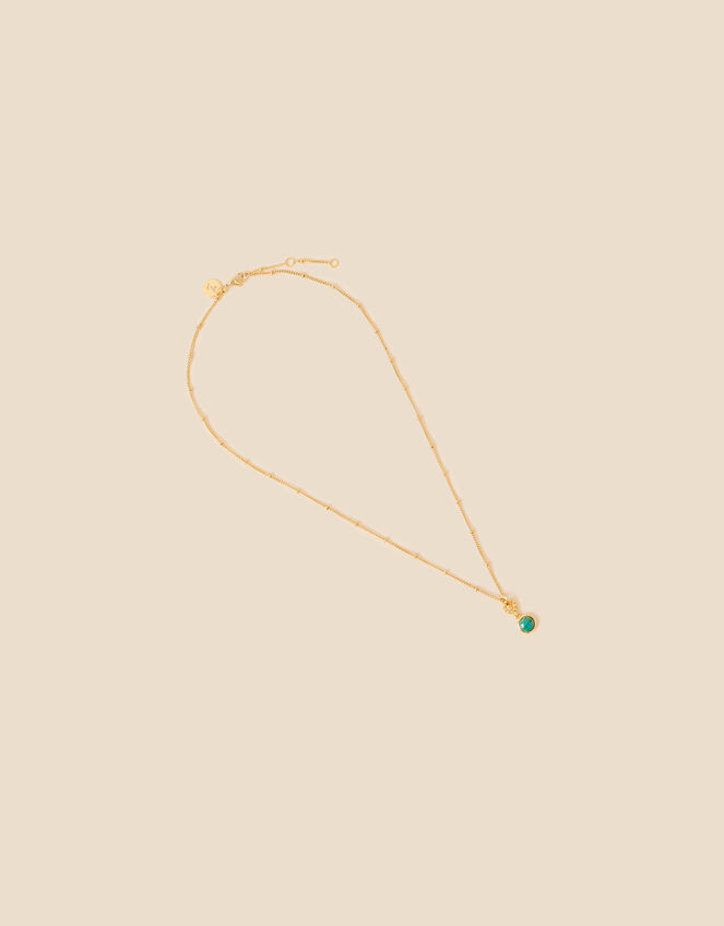 Gold-Plated Modern Heirloom Malachite Pendant Necklace, , large