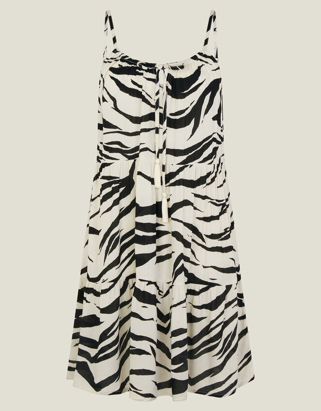 Zebra Print Swing Dress, Ivory (IVORY), large