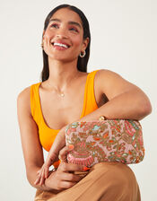 Beaded Floral Hardcase Clutch Bag, , large