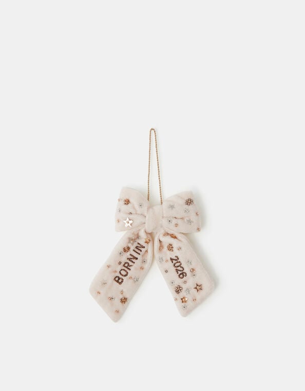 Born in 2026 Velvet Bow Christmas Tree Decoration, , large