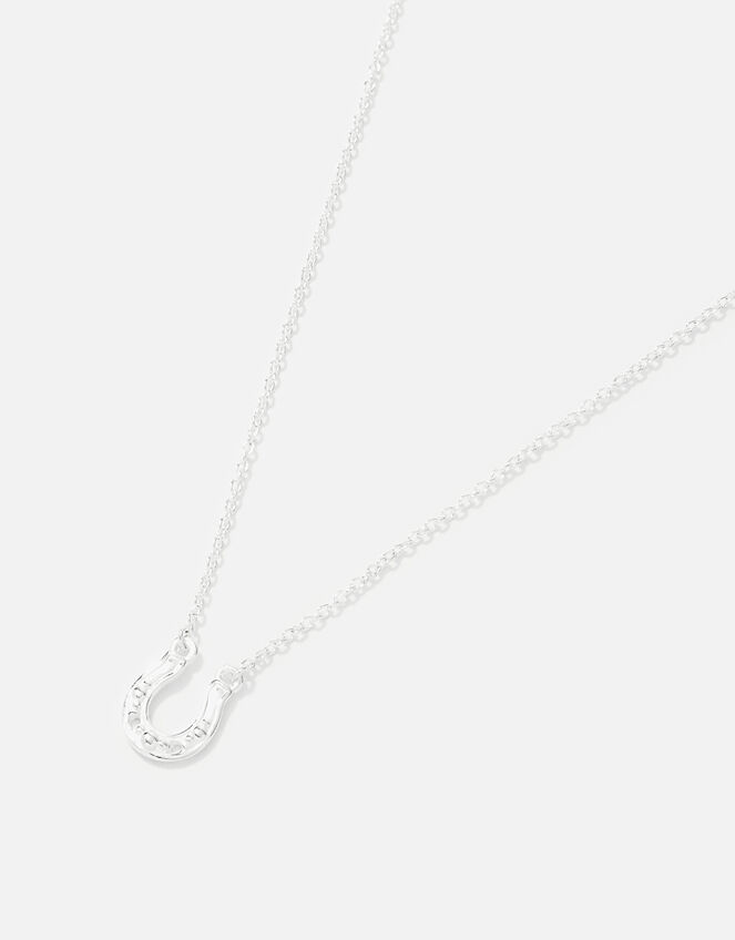 Sterling Silver Horseshoe Necklace, , large