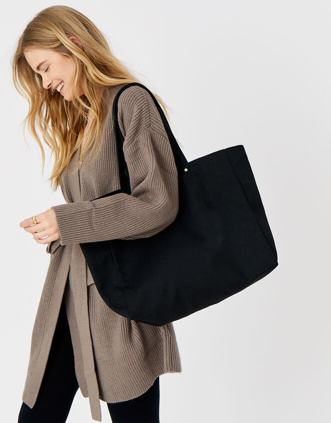 Canvas Shopper Bag, Black (BLACK), large