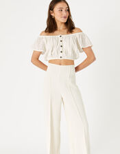 Broderie Crop Top, Ivory (IVORY), large