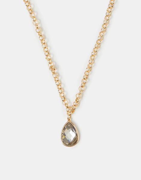 Teardrop Gemstone Pendant Necklace, , large