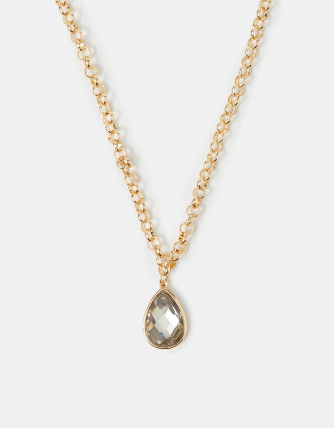 Teardrop Gemstone Pendant Necklace, , large