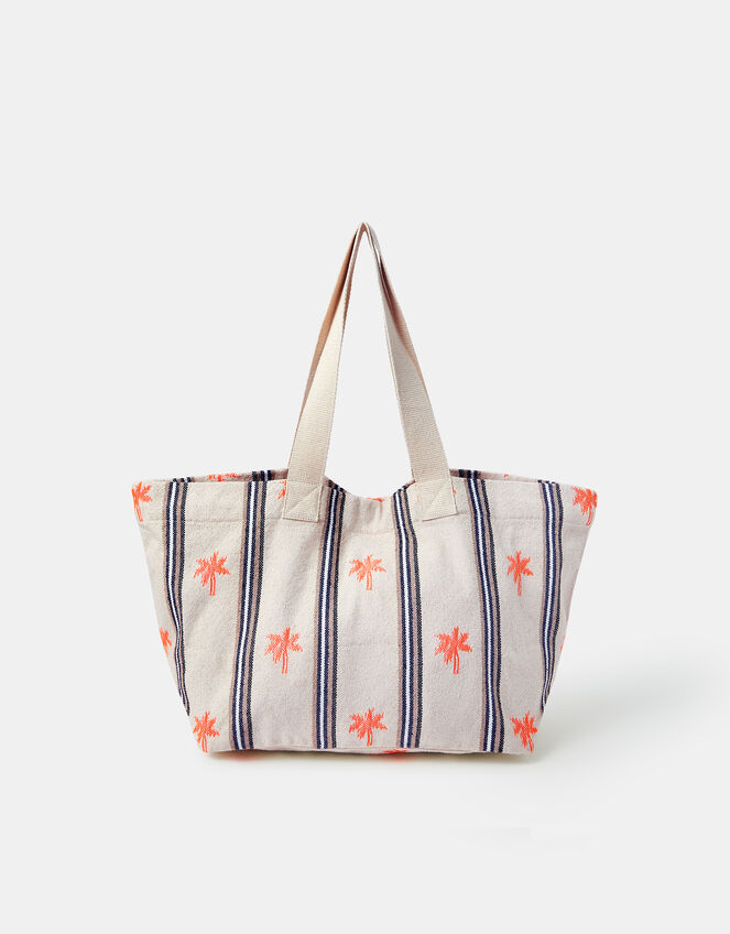 Palm Stripe Tote Bag, , large