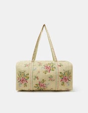 Embroidered Floral Check Weekender Bag, , large