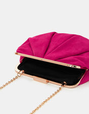 Pleated Suedette Clutch Bag, Pink (FUCHSIA), large