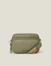 Dina Double Zip Crossbody Bag, Green (KHAKI), large