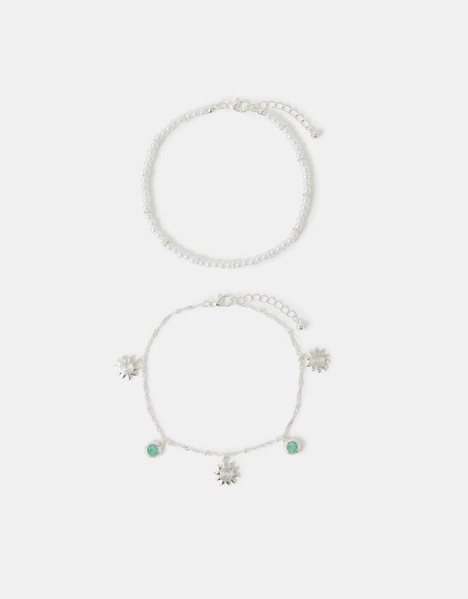 2-Pack Sunshine & Pearl Anklets, , large