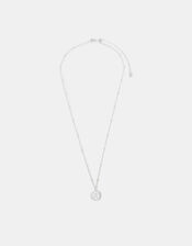 Sterling Silver-Plated Initial Disc Pendant Necklace, Silver (ST SILVER), large