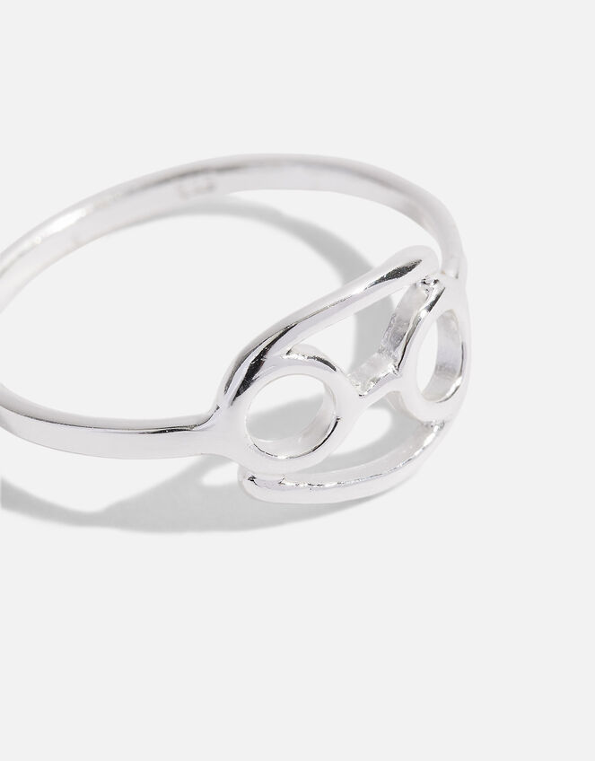 Sterling Silver Zodiac Cancer Ring , Silver (ST SILVER), large