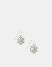 Mini Diamanté Snowflake Drop Earrings, , large
