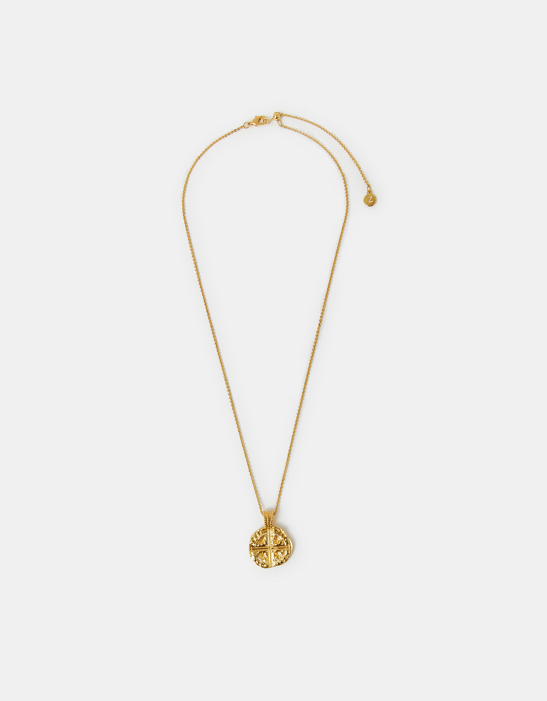 Gold Brass Coin Pendant Necklace