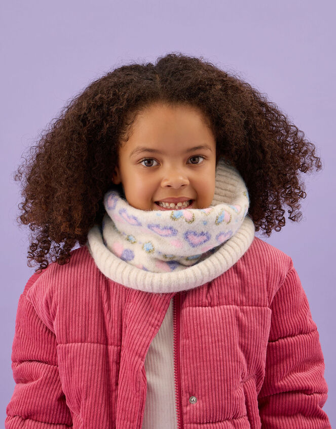 Girls Heart Fair Isle Snood, Multi (PASTEL MULTI), large